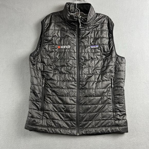 Patagonia Jacket Mens Large Black Nano Puffer Vest Insulated Coat Full Zip - Picture 1 of 8